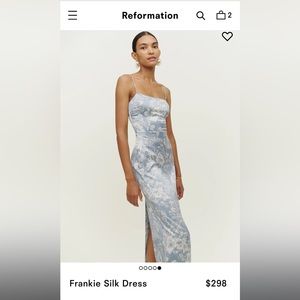 Reformation Frankie Silk Dress Porcelain Size 2